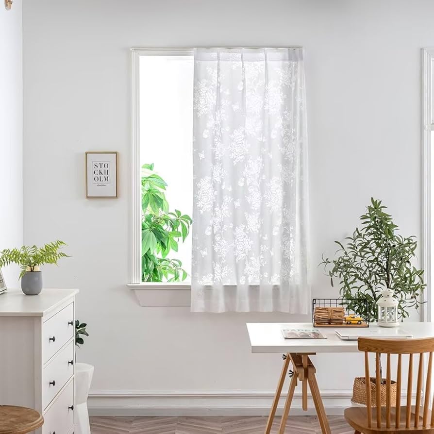 Amazon｜OSONA レースカーテン 2枚組 ミラーレースカーテン 小窓