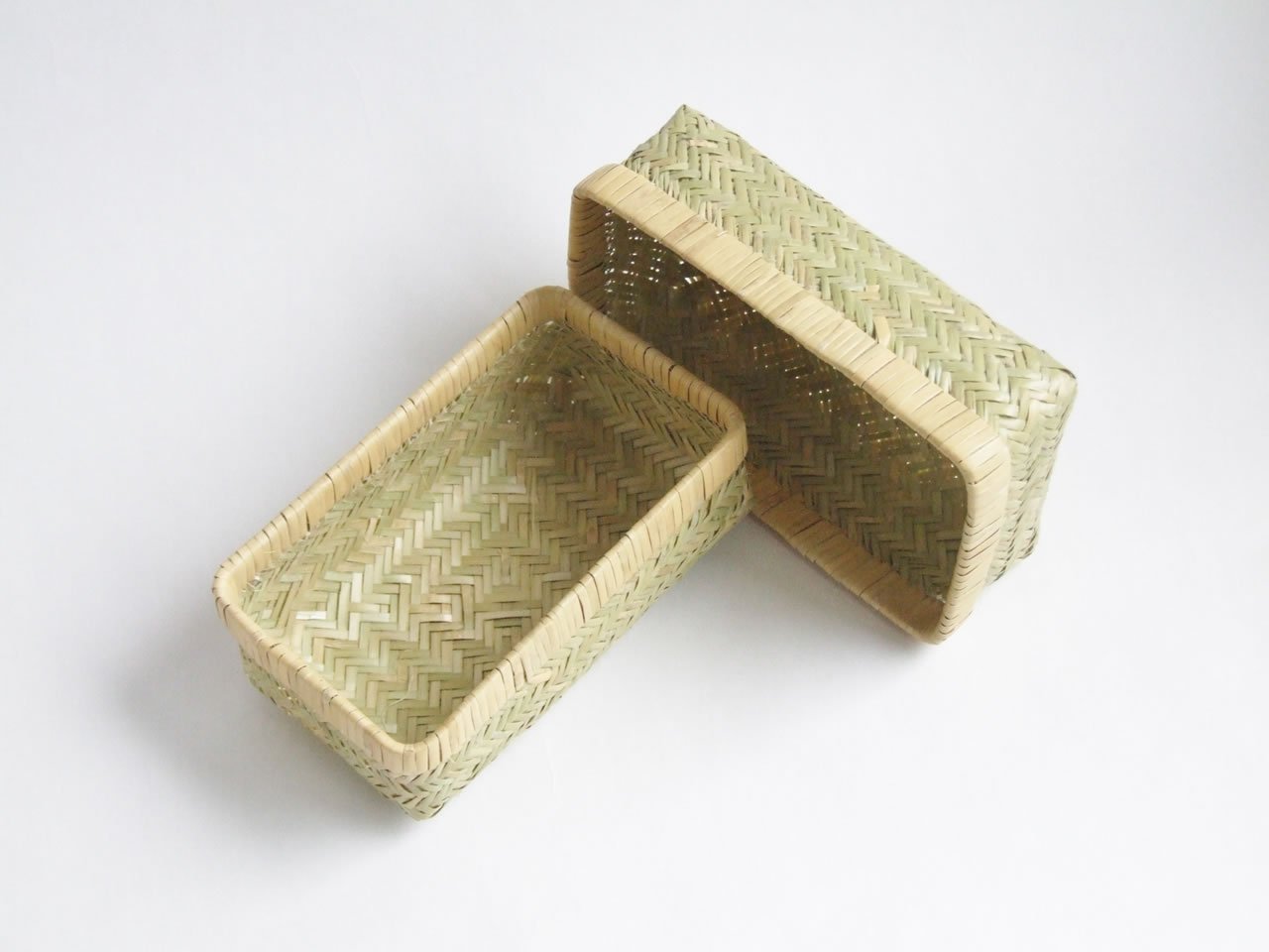 鳥越すず竹細工】蓋つき竹かご（弁当箱・中小サイズ2個セット） 岩手県