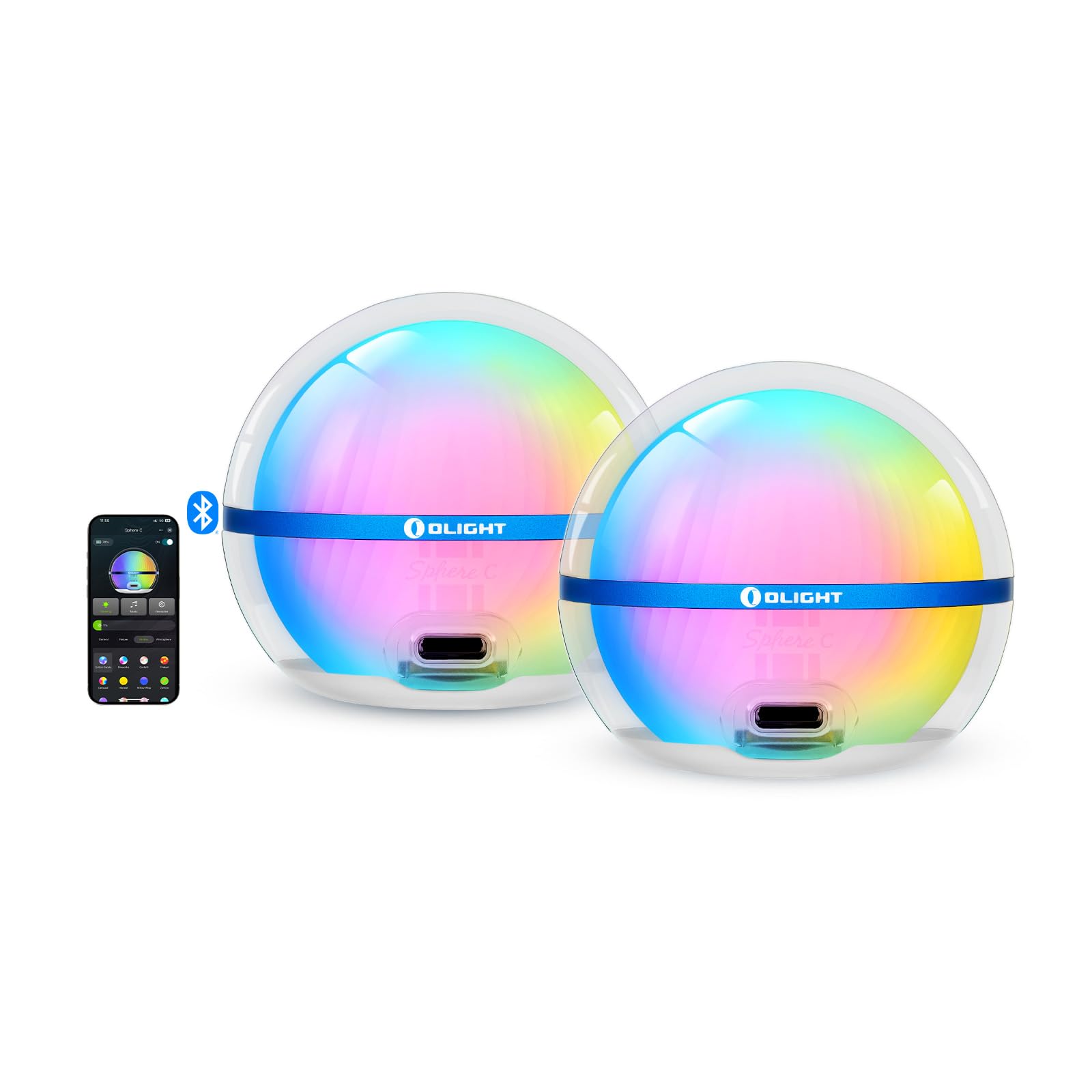 OLIGHT Sphere C 2-Pack Smart Night Light, USB-C Rechargeable, 75