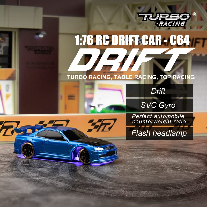 Turbo Racing 1:76 C64 Drift RC Car with Gyro Radio Full