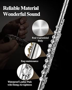 Amazon | Eastar フルート カバードキー 16穴 Eメカ付き オフセット