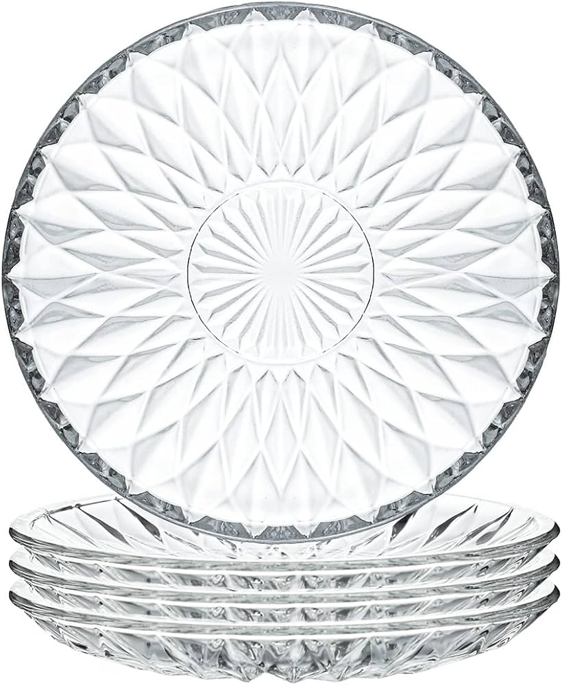 Amazon.com | Sizikato 4pcs Diamond Striped Glass Snack Plate, 5.7