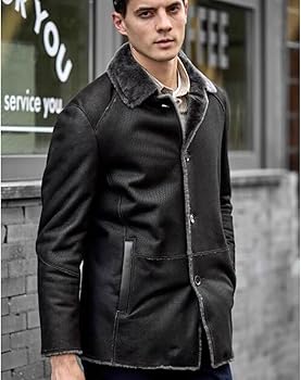 Denny&Dora Turkish Lightweight Merino Men's Shearling Lapel Jacket