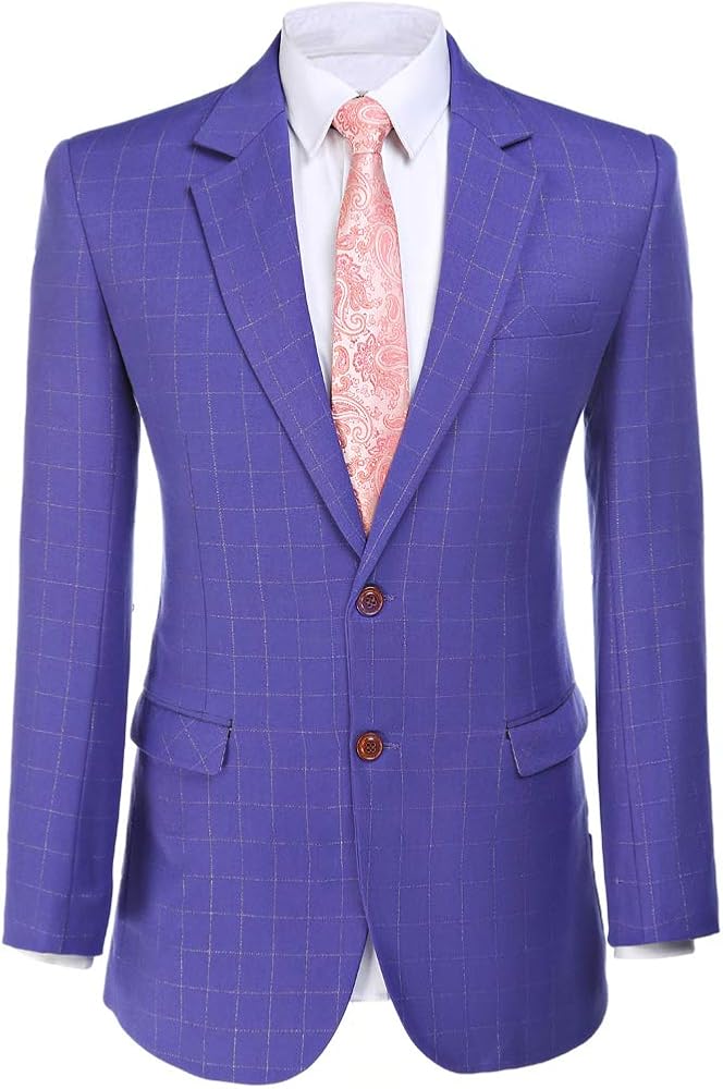 Abruzzomaster Plaid Suit Men Suits Purple Check Jacket for Wedding