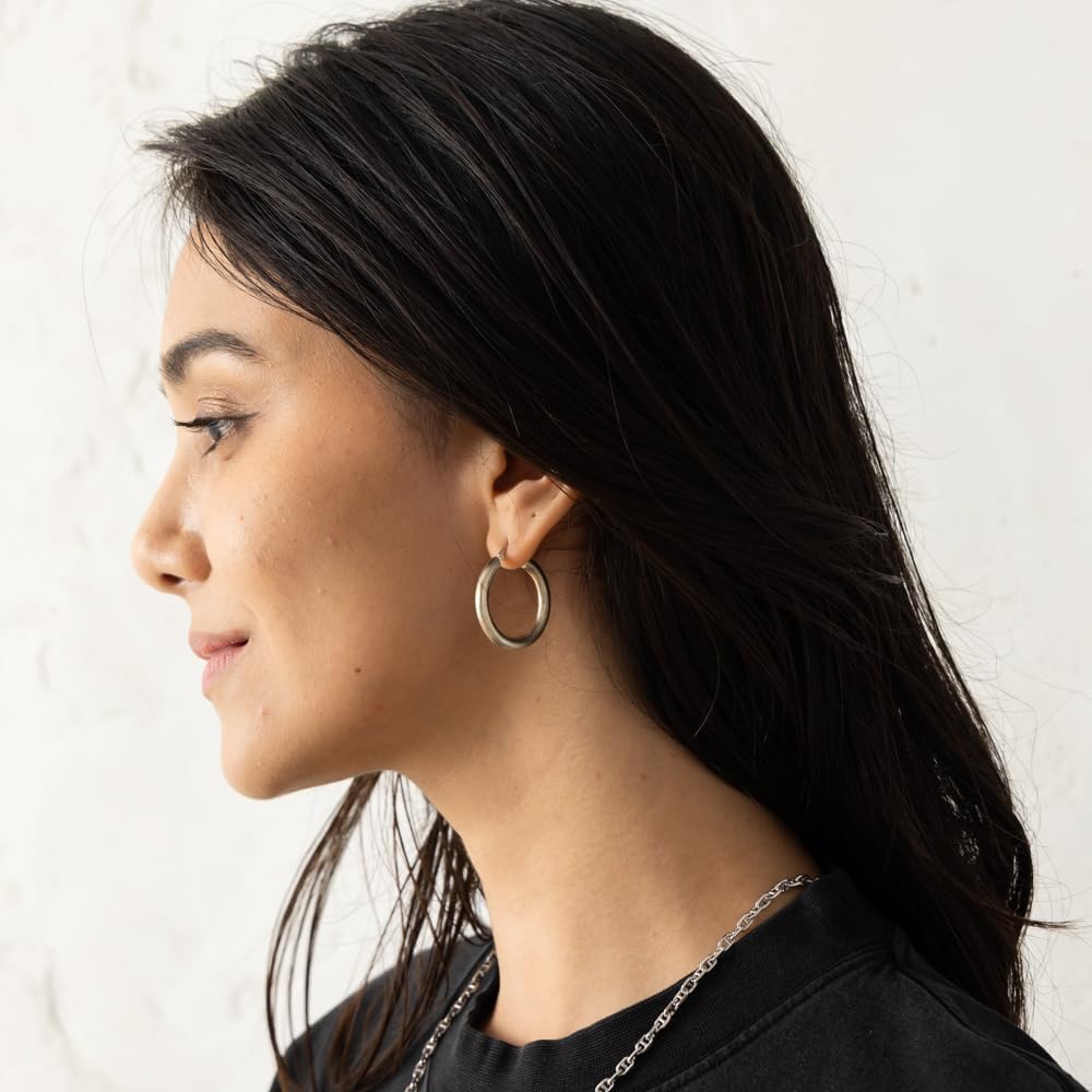 Amazon | [ジルサンダー]ピアス クラシック フープピアス シルバー