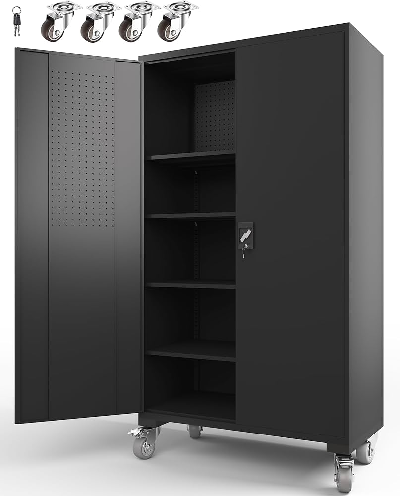 Amazon.com: ANTISTA Large Metal Cabinet Two Lockable Doors Four