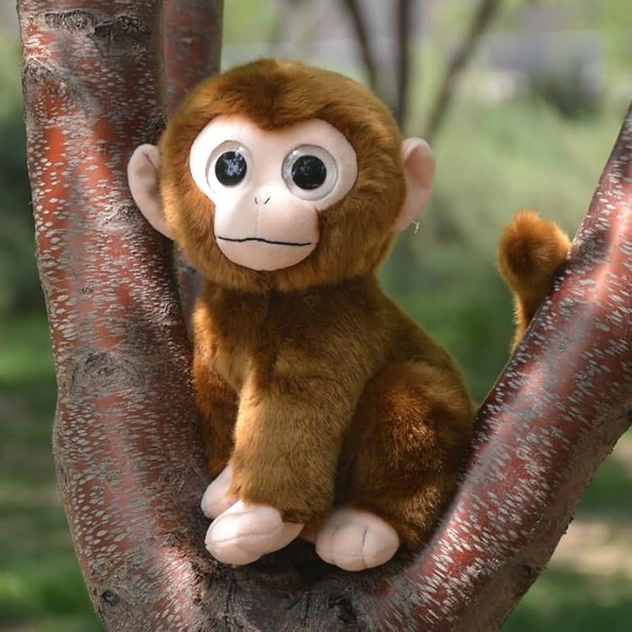 Amazon.co.jp: シミュレーションかわいい大きな目の猿の人形グレー