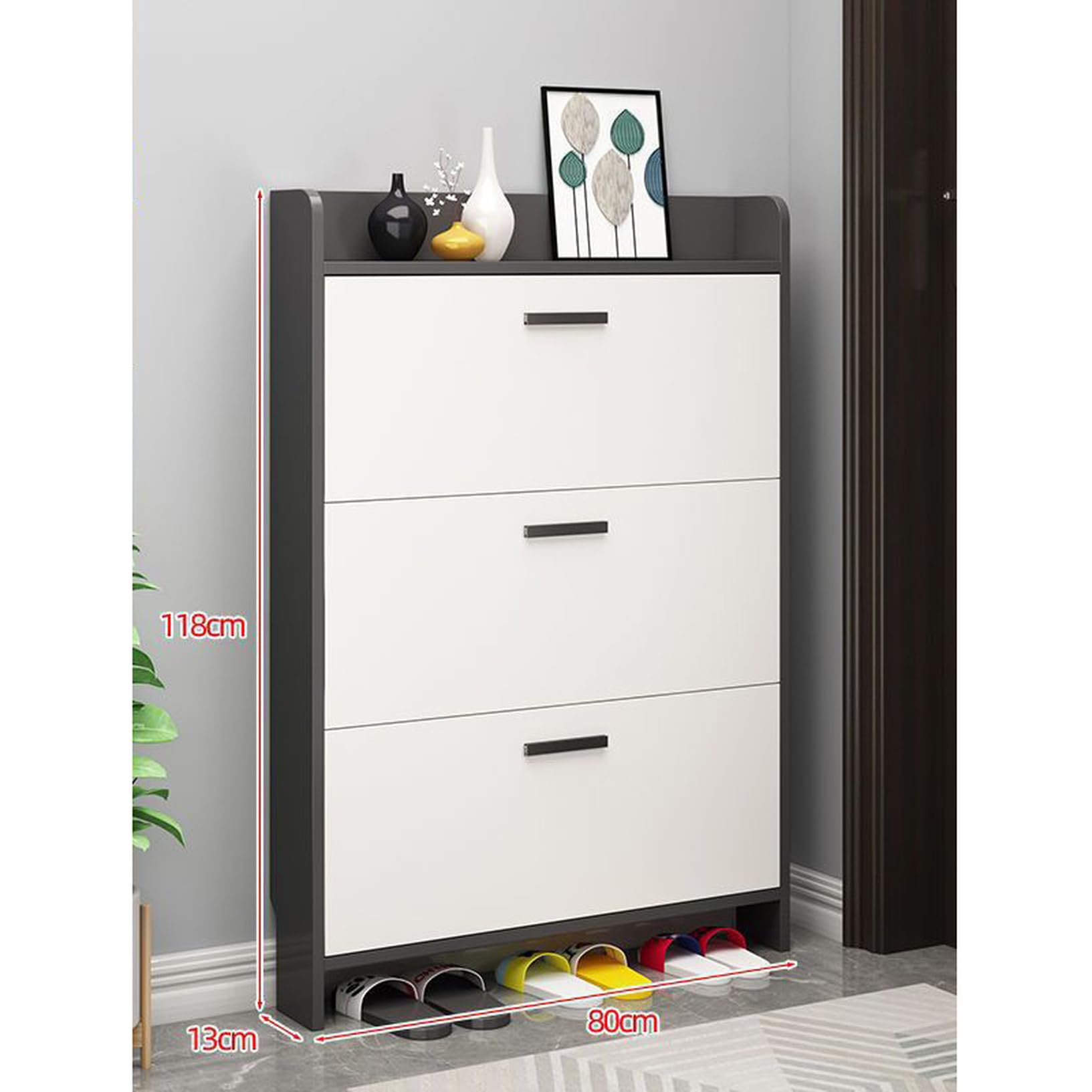 Amazon｜靴箱 シューズラック 幅80cm スリム 奥行13cm 下駄箱 シューズ