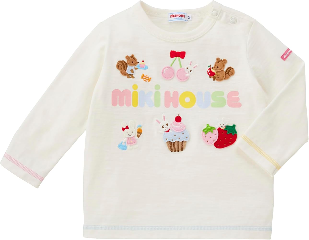 Amazon.co.jp: [ミキハウス] 長袖Tシャツ ロゴ うさぎ スイーツ 日本