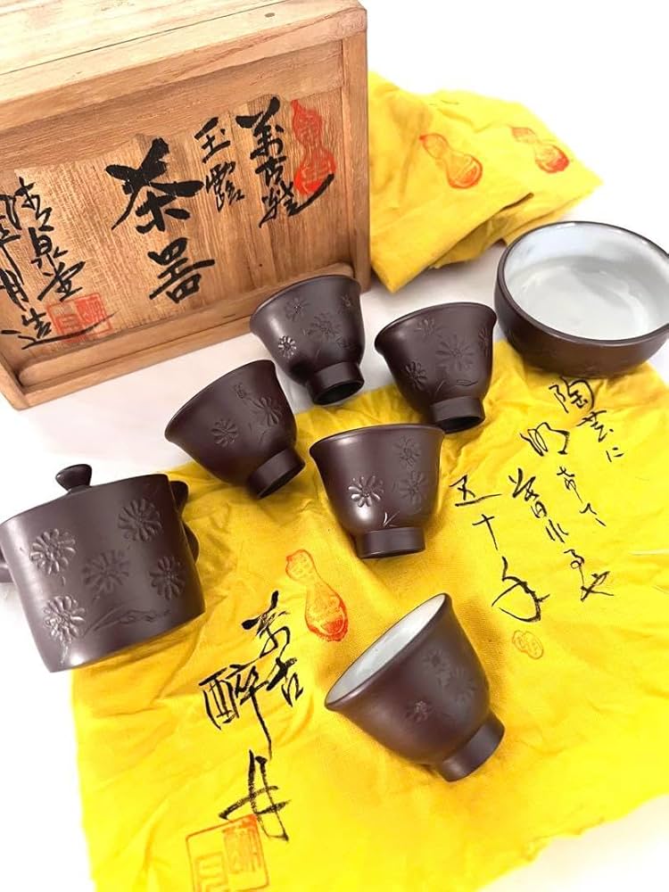 Amazon.co.jp: 清水酔月 醉月造 萬古焼 急須 玉露 茶器 5客 セット