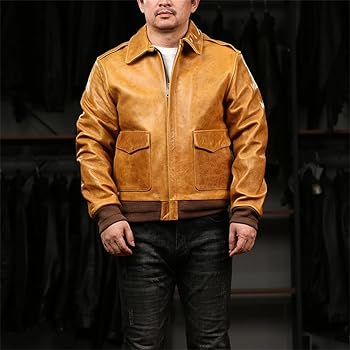 Amazon | [VIIBOY] A2フライトジャケット 本革ジャケット 革ジャン 革