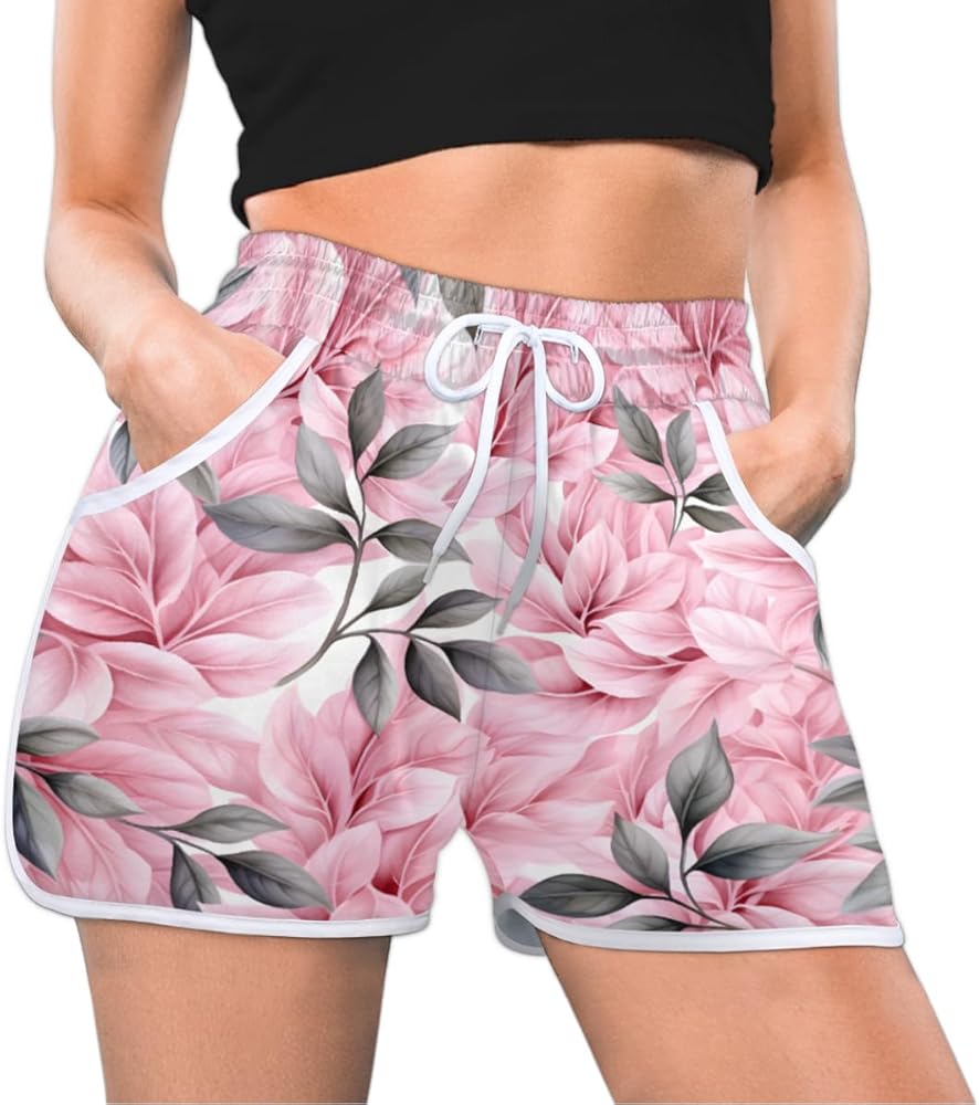 Women's Shorts Floral Flowers Women Comfy Drawstring Casual