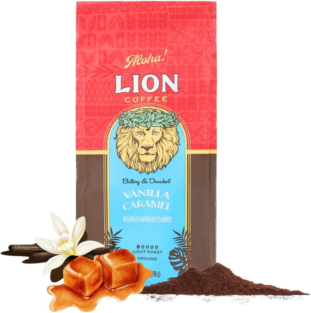Amazon | ライオンコーヒー バニラキャラメル 粉 7oz (198g