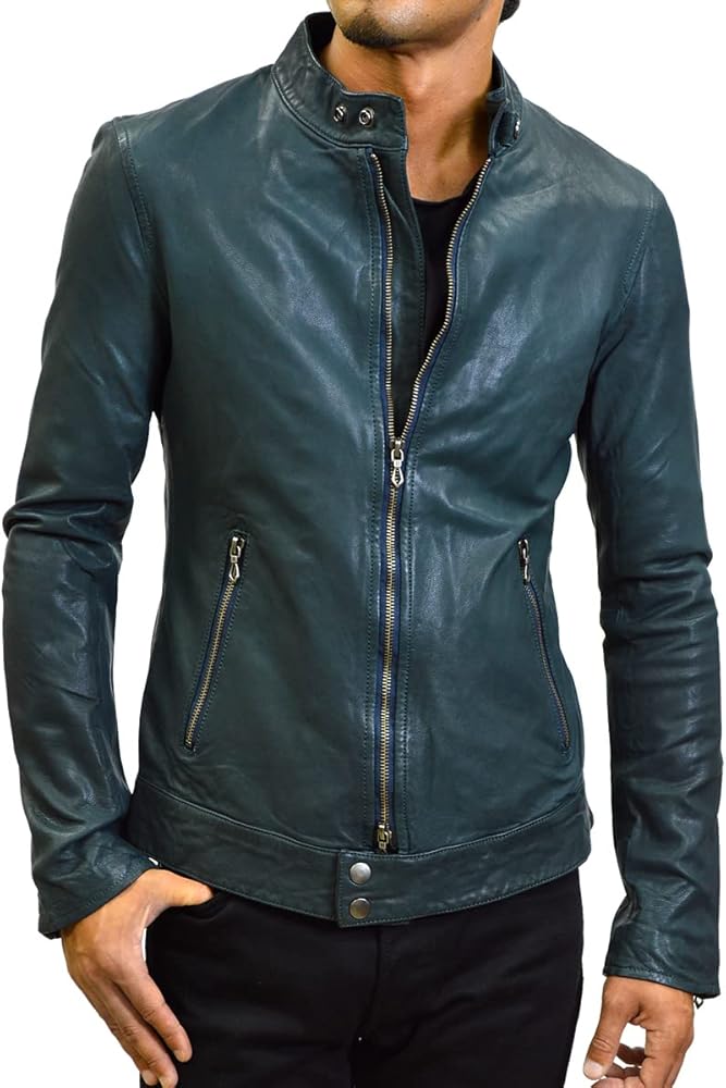 Amazon | [ハルフ] 本革 レザージャケット シングル ライダース