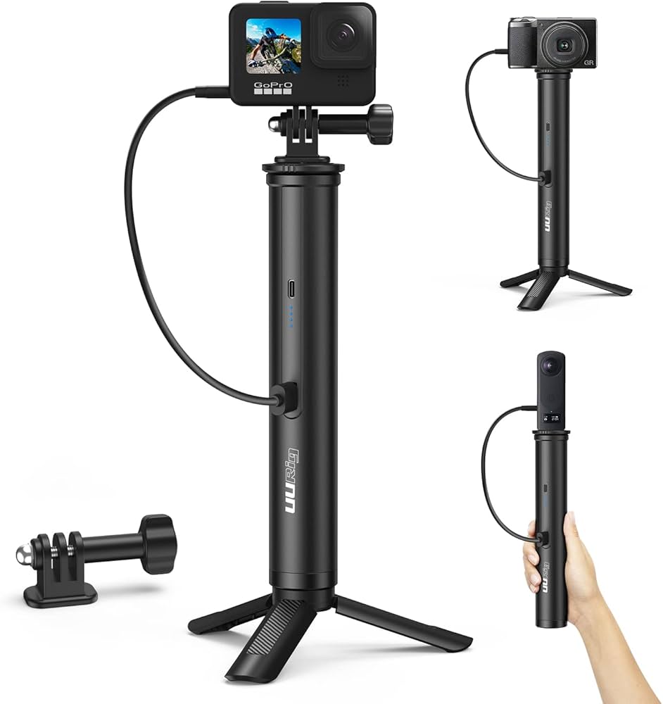 Amazon | UURIG GoPro用 自撮り棒 バッテリー内蔵 5000mAh 5段延長