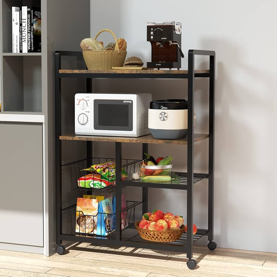 Amazon.co.jp: CJMM レンジ台 レンジラック キッチンワゴン