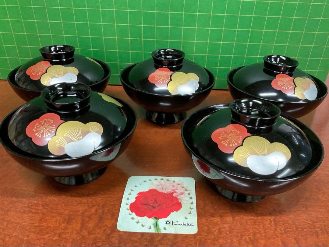 明治期輪島塗蒔絵お椀五客セット 明治期輪島塗蒔絵お椀五客セット 明治