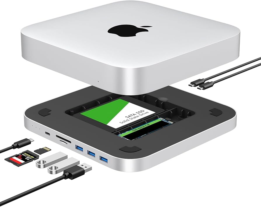Amazon.com: Mac mini Dock, USB C Hub with Dual SSD Enclosure- Fits
