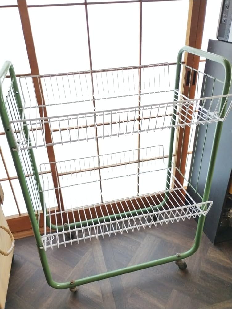 Amazon.co.jp: 昭和レトロ ワイヤーワゴン キャスター付 店舗什器 家具