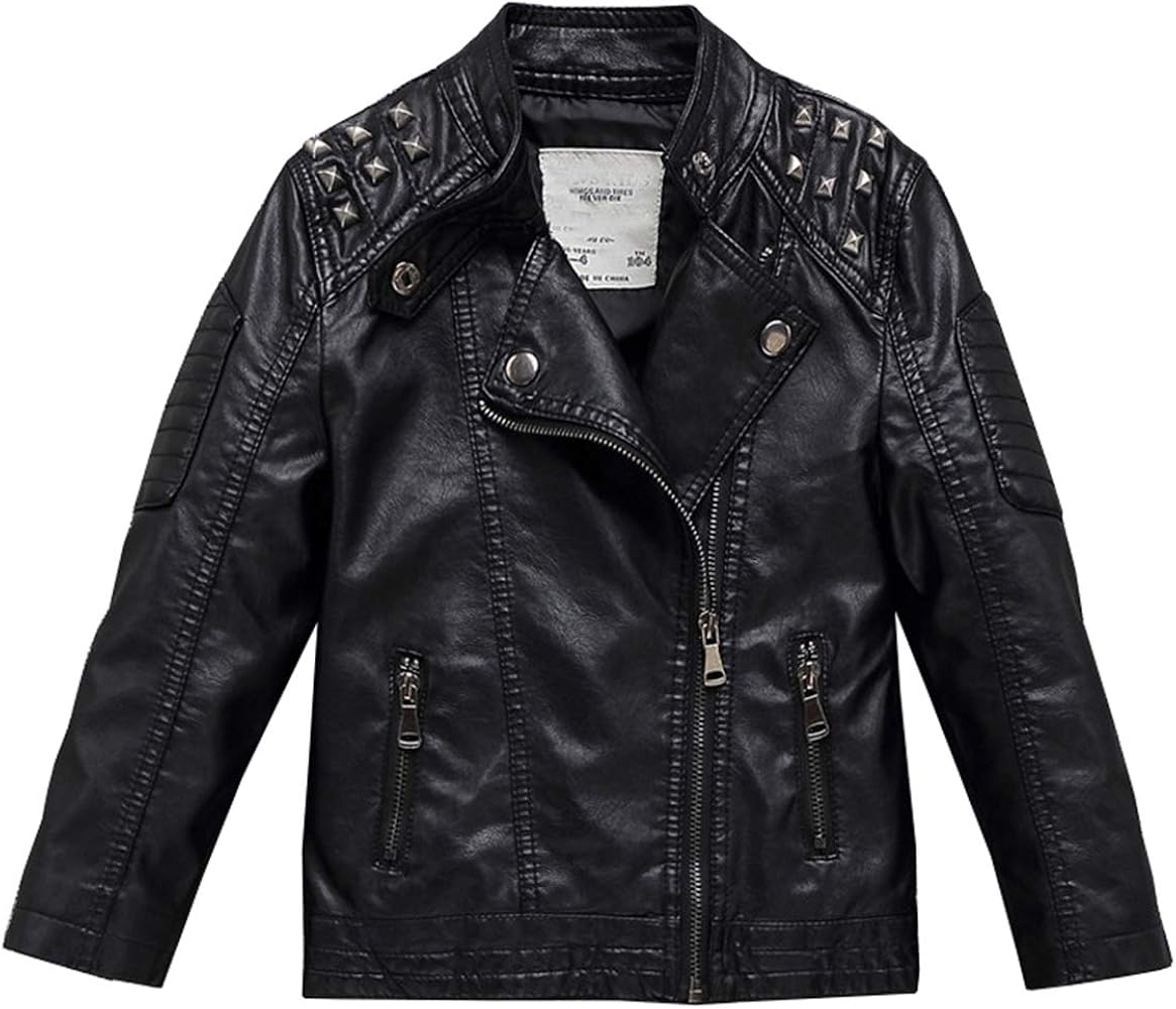 Amazon.com: Boys Girls Spring Motorcycle Faux Leather Studded