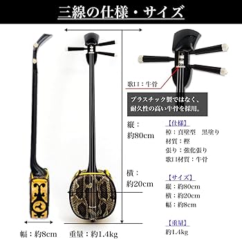 三線 本体 ヘビ皮製 3弦 ケース付き 三線スタンド サンバ 爪