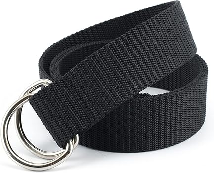 FVMECA Casual Belt Double-Loop D-Shaped Buckle Nylon Men Women at