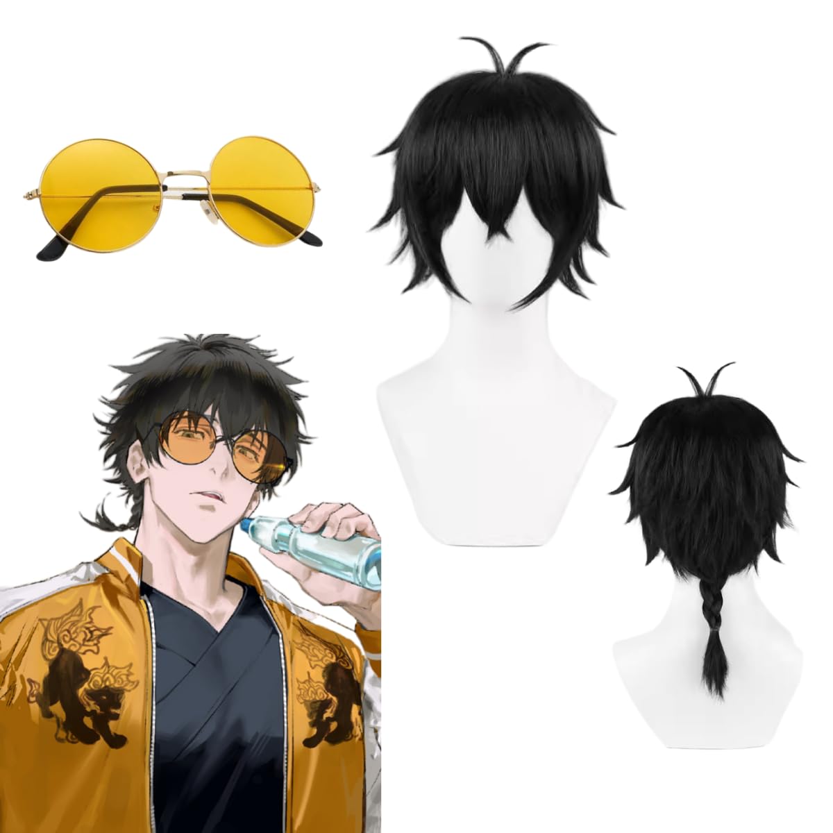 Amazon.co.jp: 十亀条 コスプレウィッグ ウィッグ+メガネ ウィンド