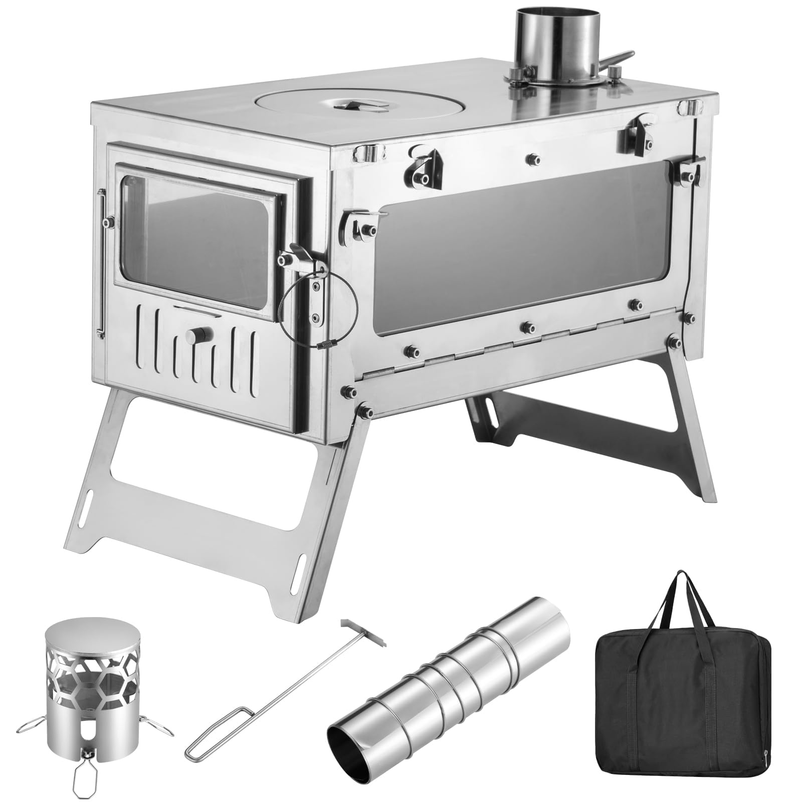 Amazon.co.jp: SENQI 薪ストーブ 二次燃焼 キャンプ用 焚き火ストーブ