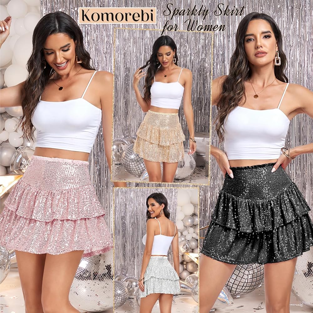 Amazon.com: Komorebi Women's Sequin Skirt - Sparkly, Glitter