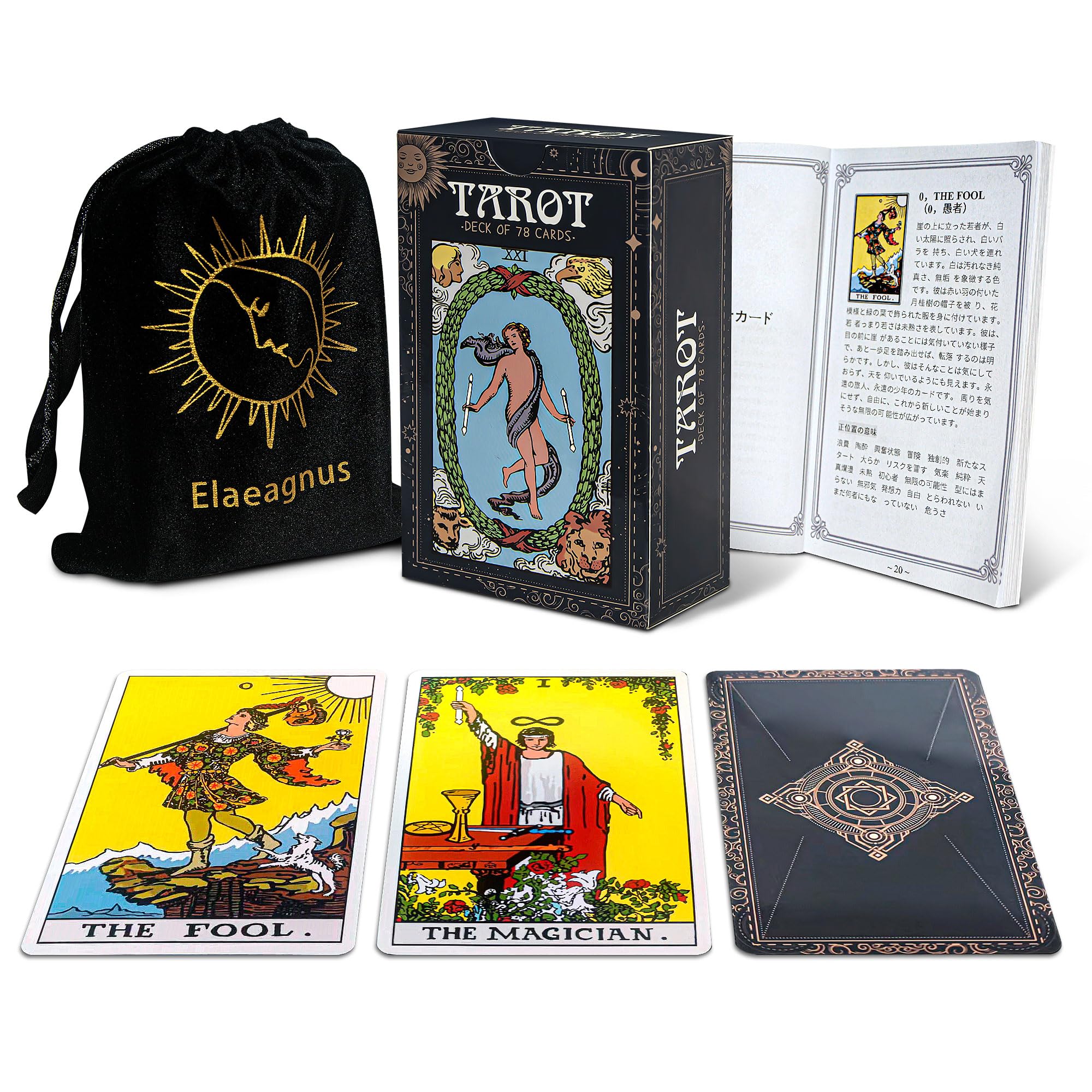 Amazon.co.jp: Elaeagnus タロットカード 初心者向け 78枚 ウェイト版