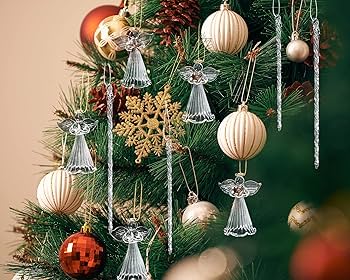 Amazon.co.jp: クリスマスガラス天使とつららオーナメントセット 18個
