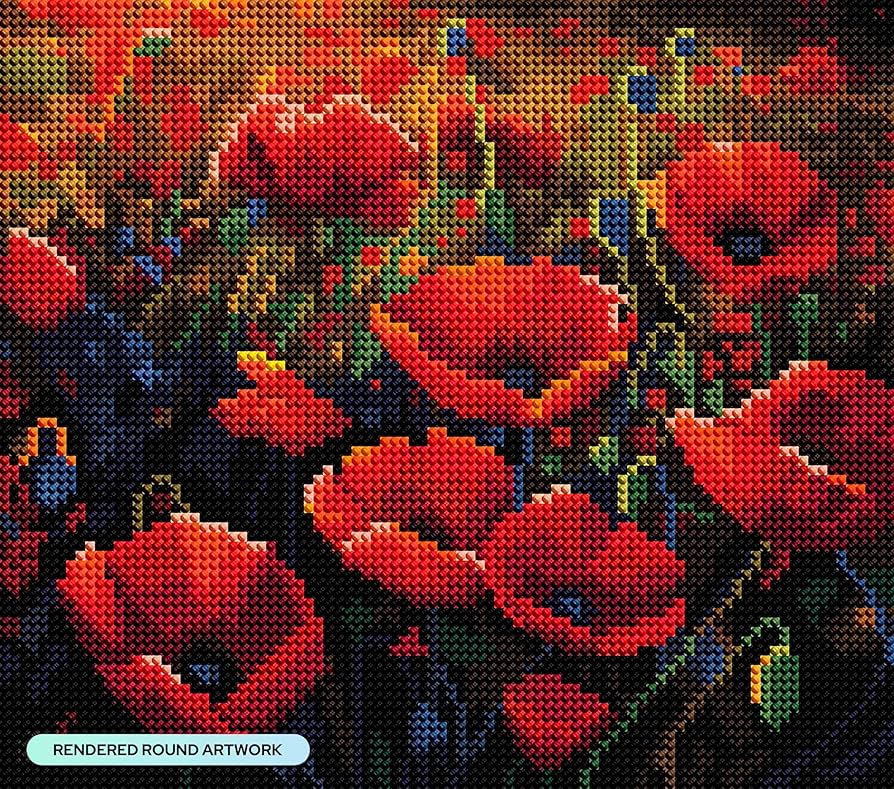 Amazon.com: DIAMOND ART CLUB Poppy Field Diamond Painting Kit, Fun