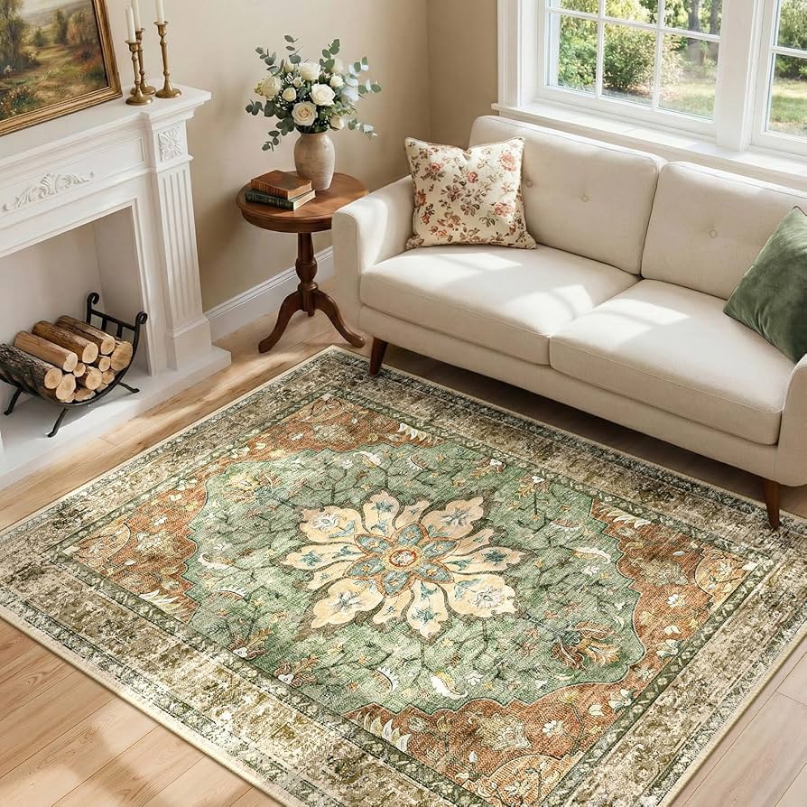 Amazon.com: RELEANY Area Rugs 4'x6' Washable Non-Slip, Floral