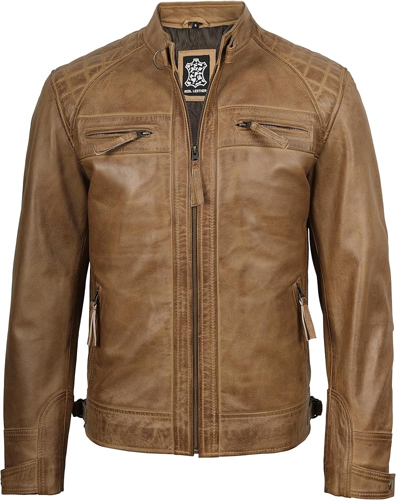 fjackets Disc Real Lambskin Leather Biker Jacket — Quilted Cafe