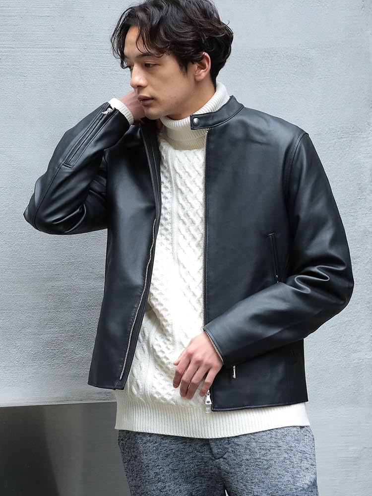 Amazon | [ビームスハート] ブルゾン フェイクレザー シングル