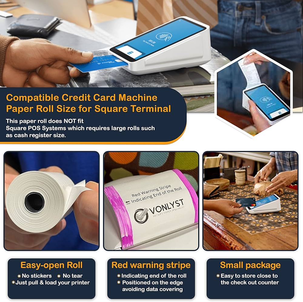 Amazon.co.jp: レシートペーパーロール スクエアターミナルクレジット