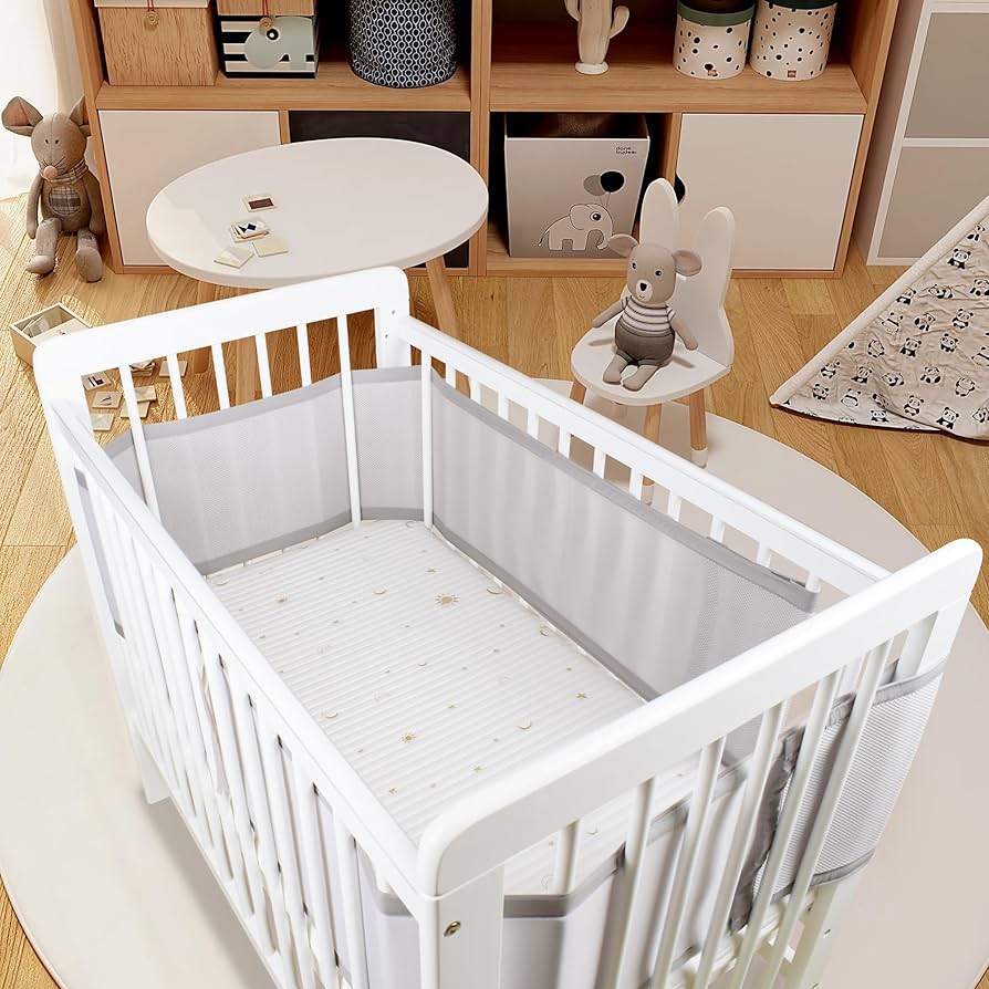 Amazon.co.jp: Sageky ベビーベッド用通気性メッシュバンパーパッド