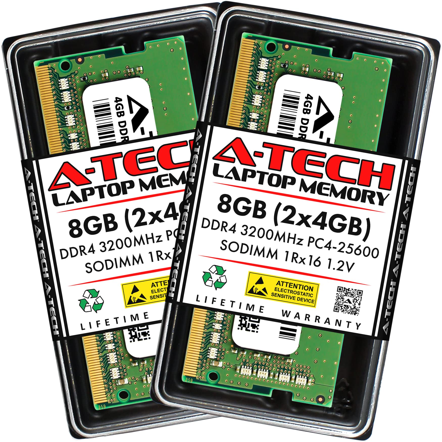A-Tech 8GB (2x4GB) DDR4 3200 MHz SODIMM PC4-25600 (PC4-3200AA