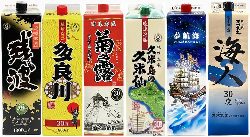 Amazon.co.jp: 泡盛パック 30度 1800ml 6本セット 飲み比べ 沖縄泡盛