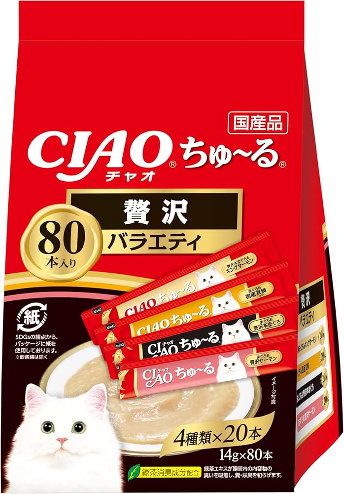 Amazon.co.jp: チャオ (CIAO) ちゅ~る 贅沢バラエティ 80本 猫用おやつ