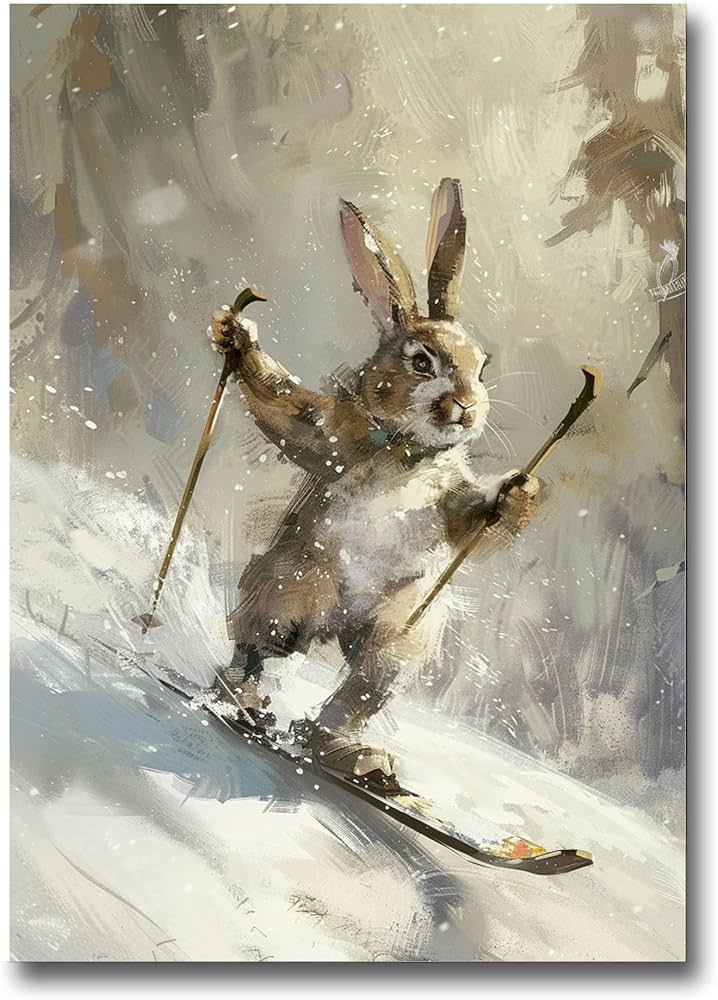 Amazon.com: Ski Bunny Print, Rabbit Print, Bunny On Poster, Rabbit