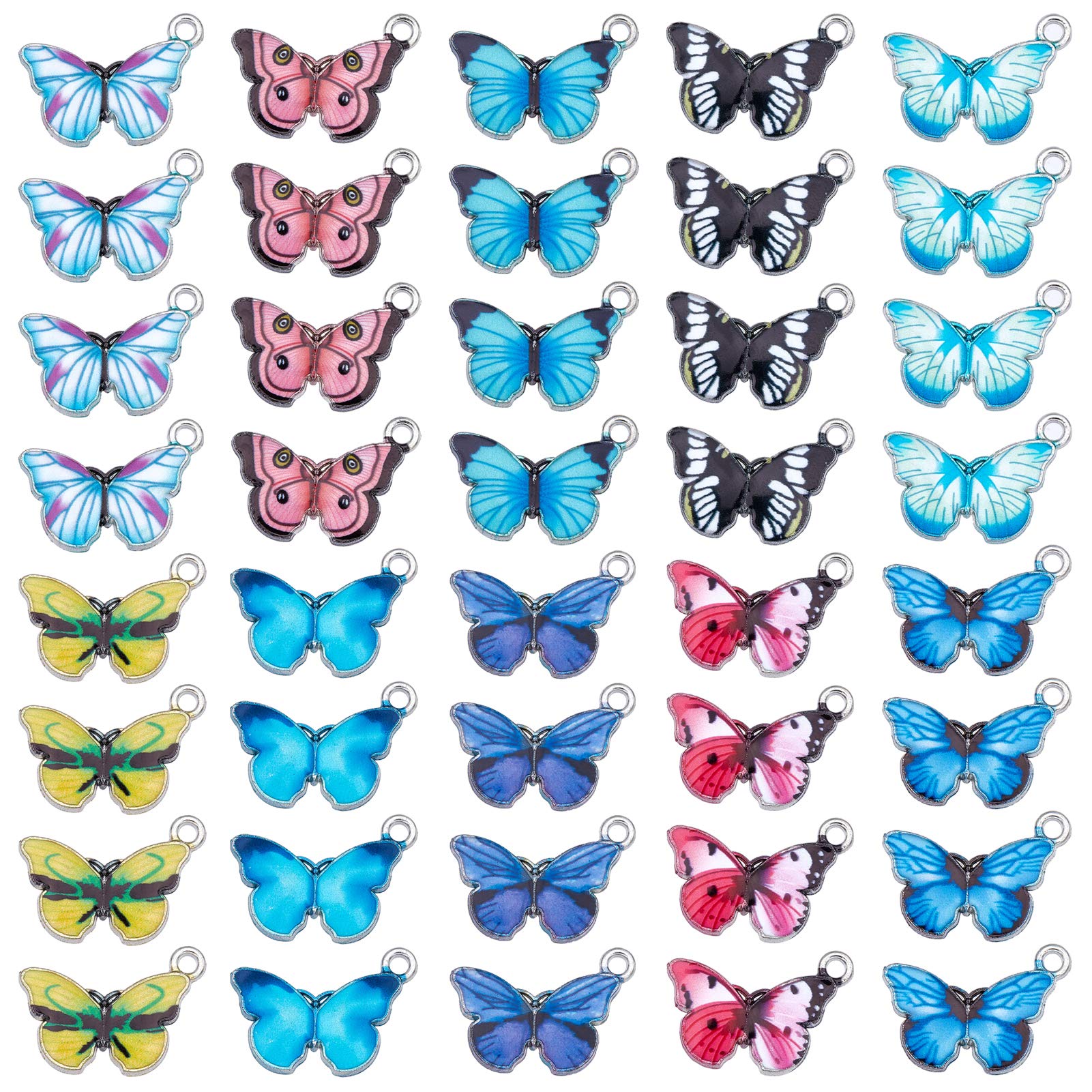 Amazon | [SUNNYCLUE] 蝶の語り 10色40個 蝶 チャーム 蝶々 パーツ