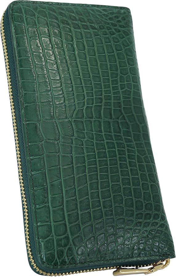 Amazon | グリーン マット クロコダイル長財布 財布 メンズ レディース