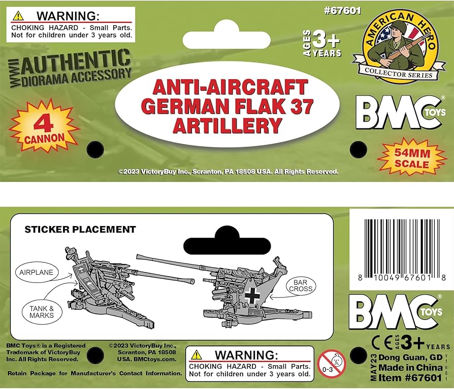 Amazon.com: BMC WW2 German Flak 37 Artillery - 4pc 1:32