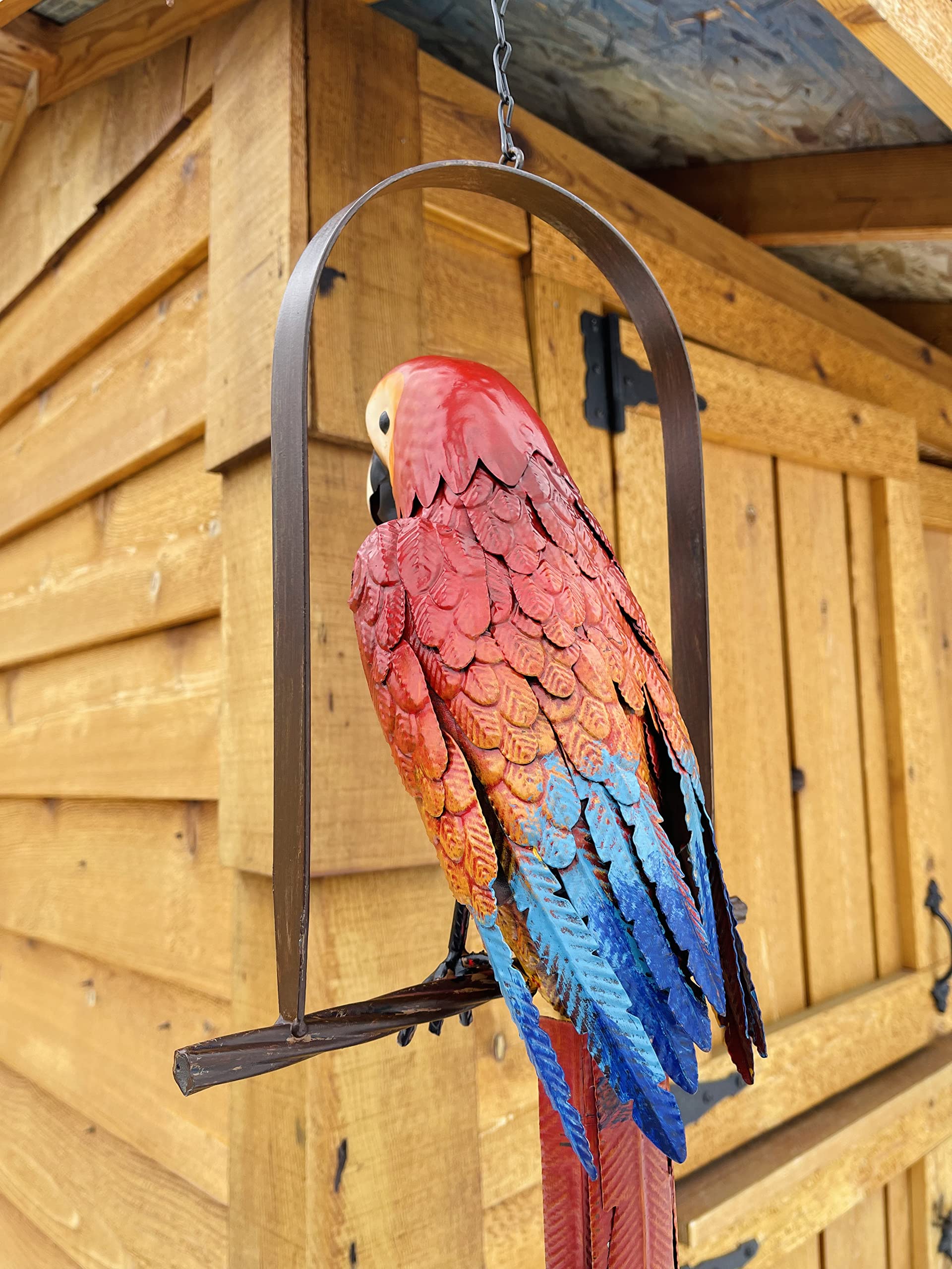 Amazon.com: Hanging Whimsical Rustic Metal Swinging Macaw Parrot