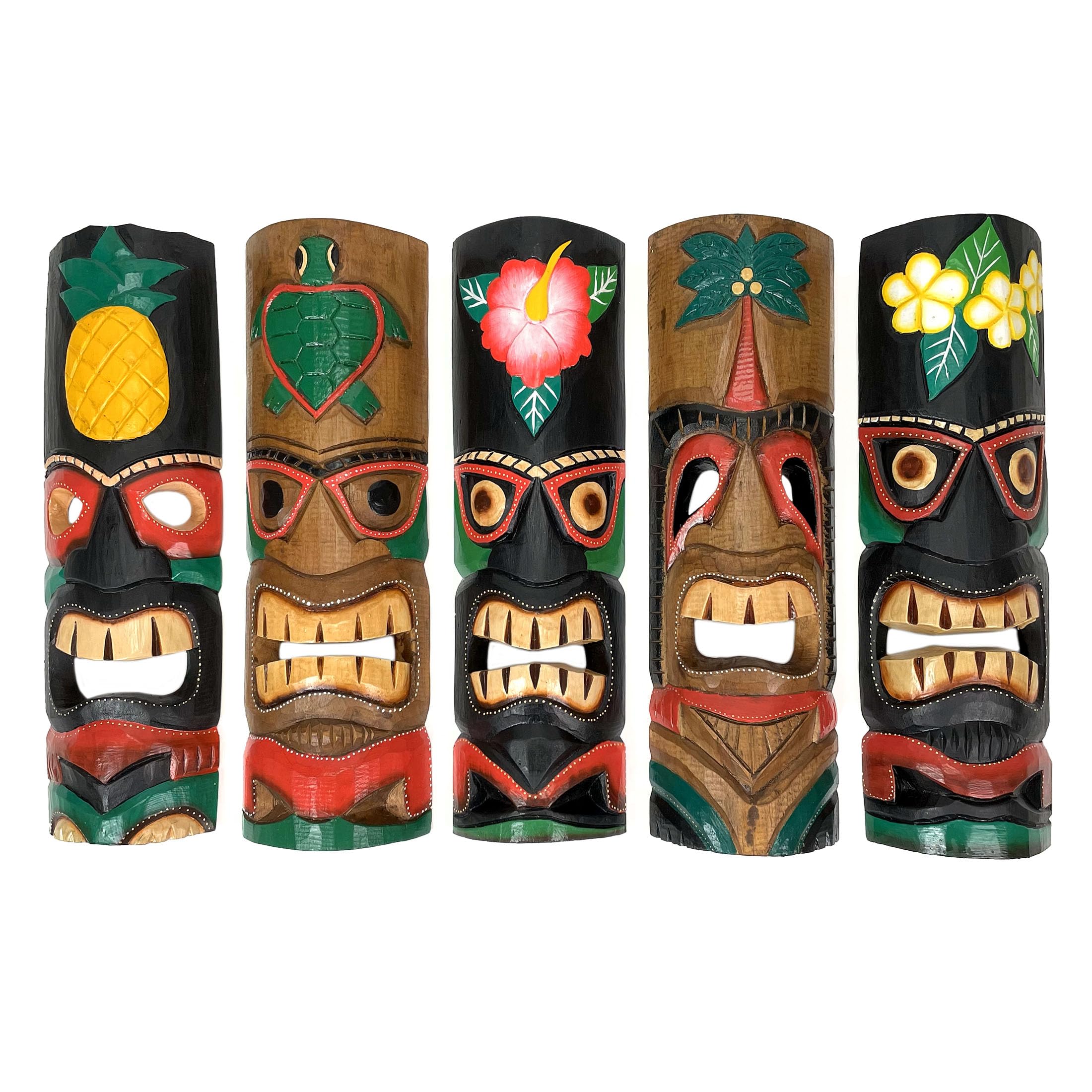 Amazon.com: Zeckos Set of 5 Hand-Carved Polynesian-Style