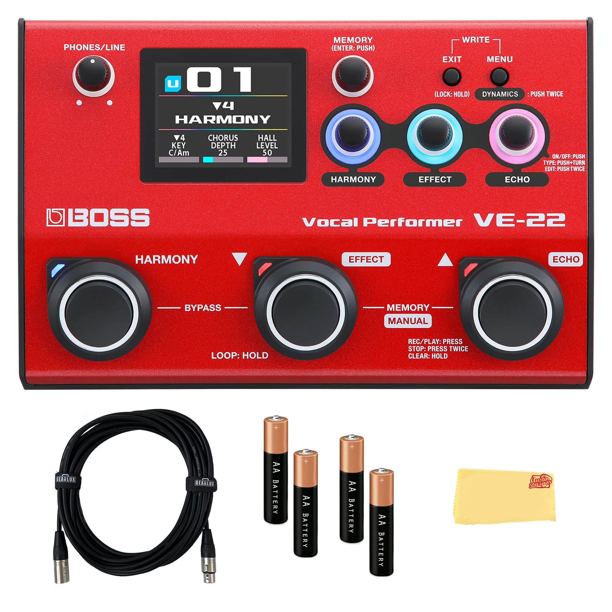Amazon.com: Boss VE-22 Vocal Performer Bundle with Gearlux XLR