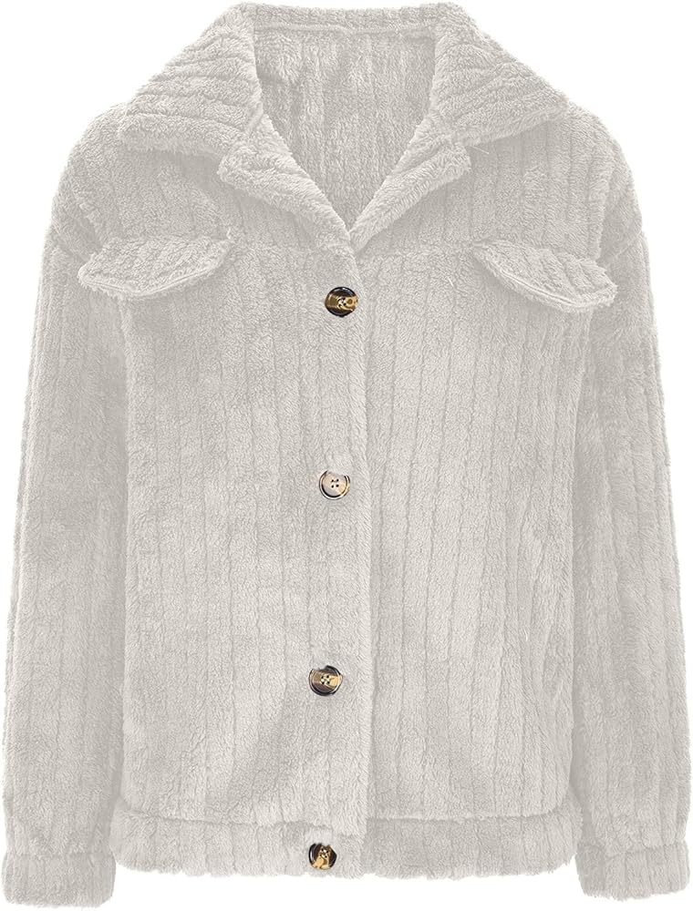 Amazon.com: Women Faux Fur Coat Button Down Shirts Cropped Sherpa