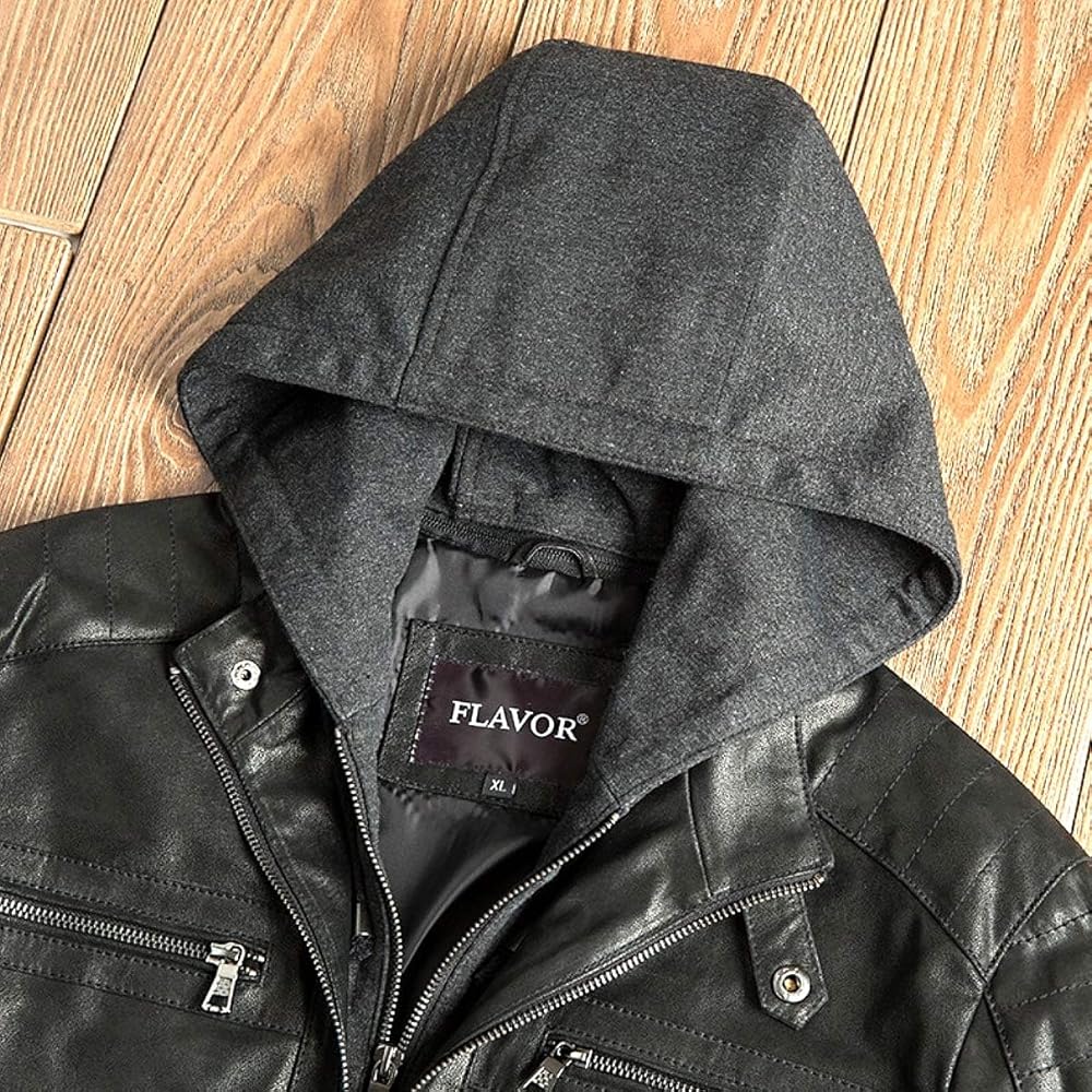 Amazon | フード着脱可能 メンズ デタッチャブルフードブラック