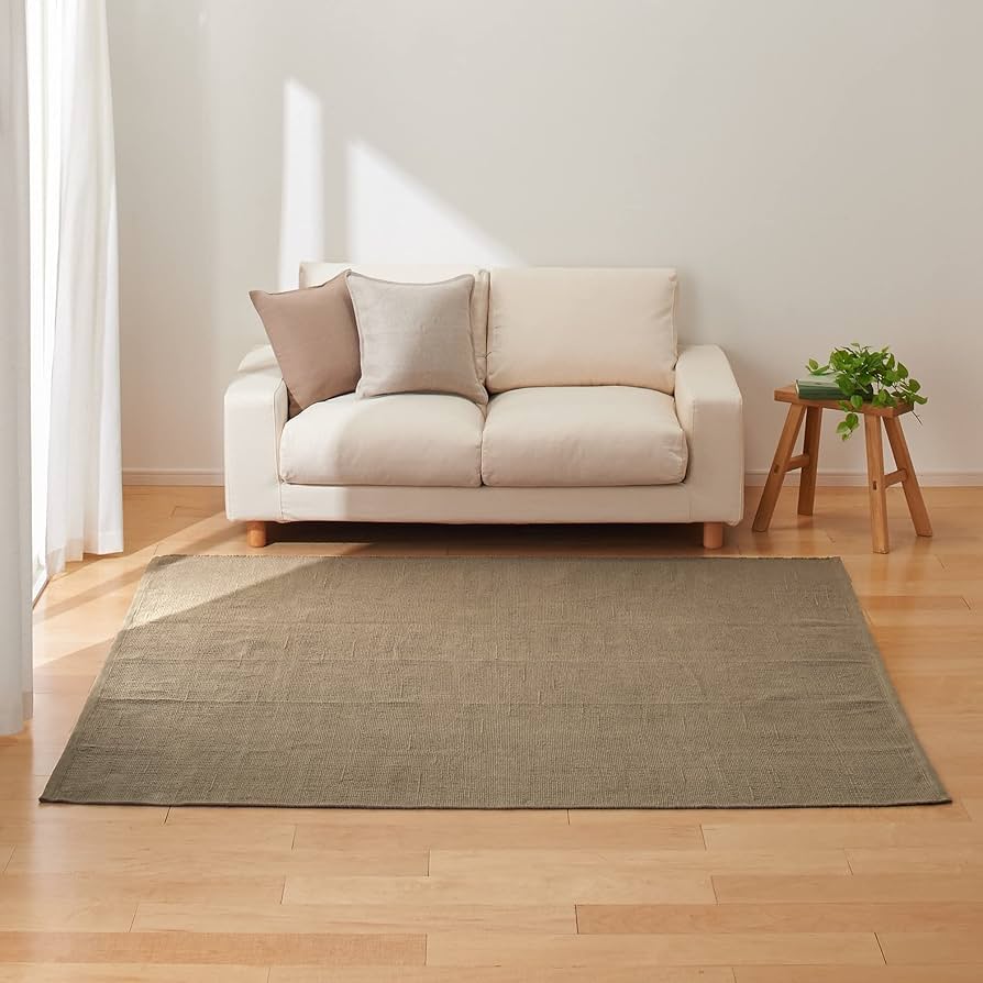 Amazon.co.jp: 無印良品 インド綿混手織ラグ200x200 ライトブラウン